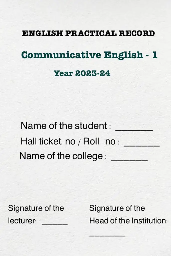 English Practical Record - Communicative English - 1st Year 2023-24